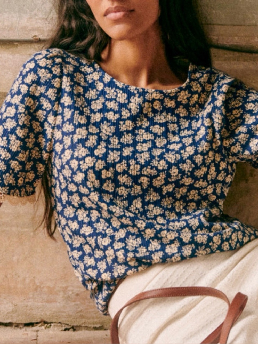 Sezane Clea T-shirt in Cara Print Sz S